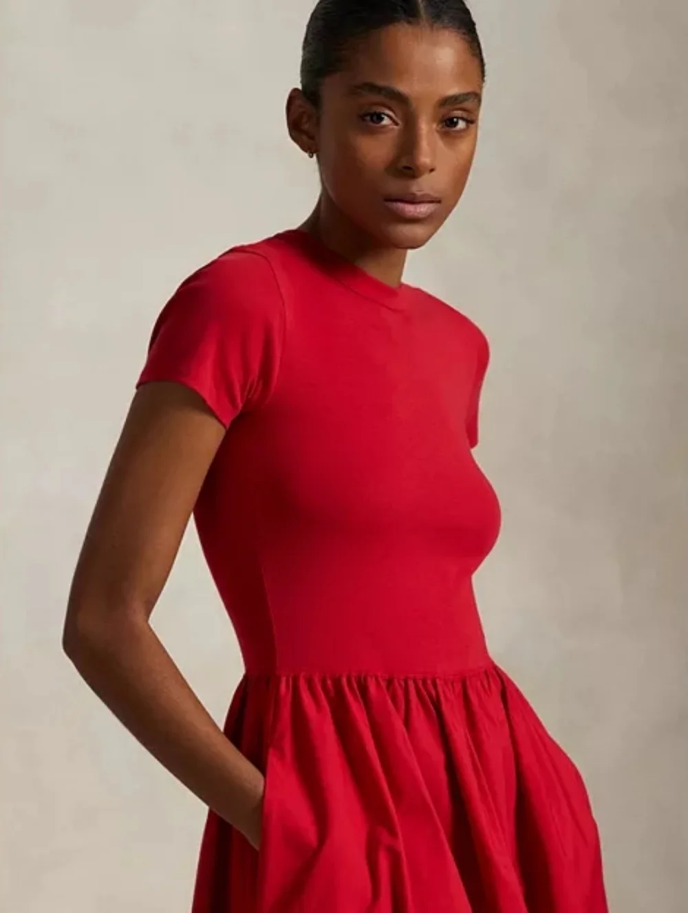 Polo Ralph Lauren Cotton Short Sleeve Dress | Red | S - Picture 3 of 4